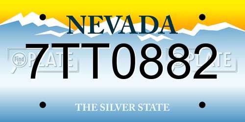 7TT0882 Nevada License Plate