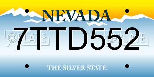 7TTD552 Nevada License Plate