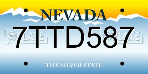 7TTD587 Nevada License Plate
