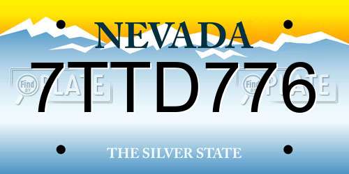 7TTD776 Nevada License Plate