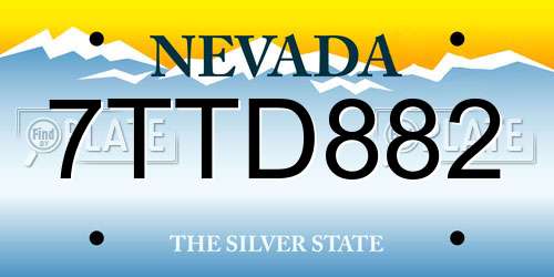 7TTD882 Nevada License Plate