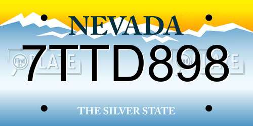 7TTD898 Nevada License Plate