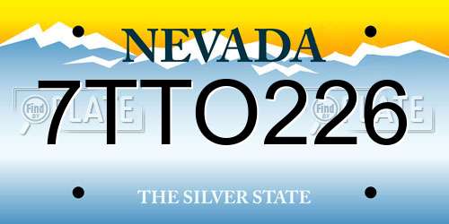7TTO226 Nevada License Plate