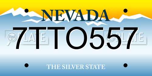 7TTO557 Nevada License Plate