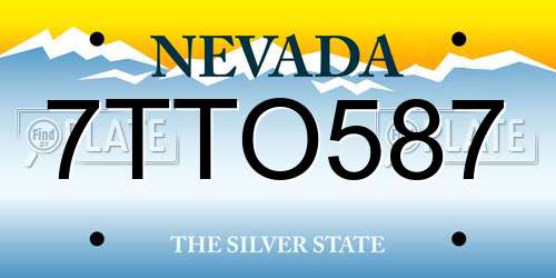 7TTO587 Nevada License Plate