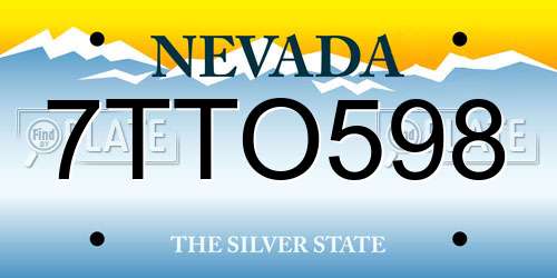 7TTO598 Nevada License Plate