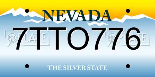 7TTO776 Nevada License Plate