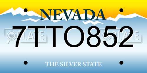 7TTO852 Nevada License Plate