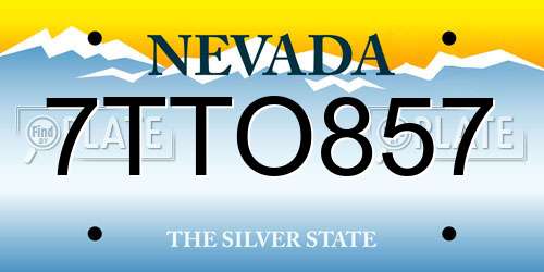 7TTO857 Nevada License Plate