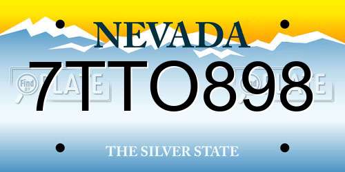 7TTO898 Nevada License Plate
