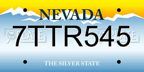 7TTR545 Nevada License Plate