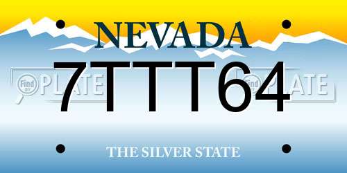 7TTT64 Nevada License Plate