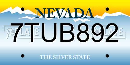 7TUB892 Nevada License Plate