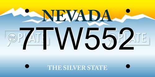 7TW552 Nevada License Plate