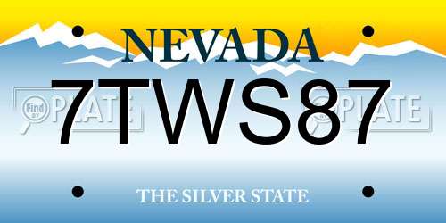 7TWS87 Nevada License Plate