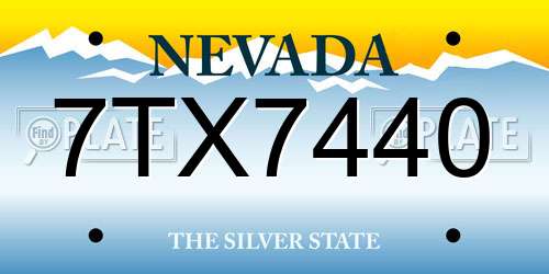 7TX7440 Nevada License Plate