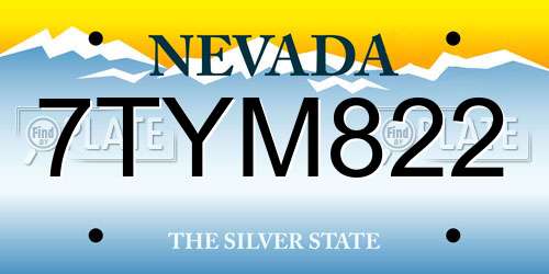 7TYM822 Nevada License Plate