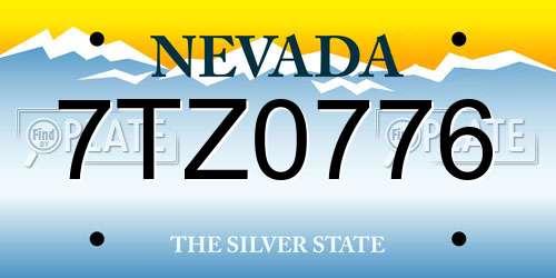 7TZ0776 Nevada License Plate