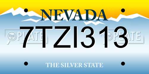 7TZI313 Nevada License Plate