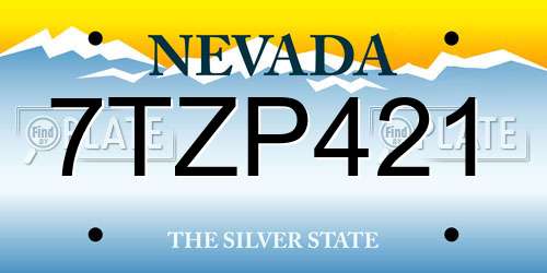 7TZP421 Nevada License Plate