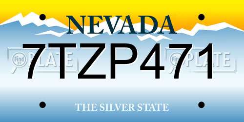 7TZP471 Nevada License Plate