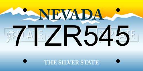 7TZR545 Nevada License Plate