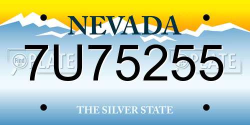 7U75255 Nevada License Plate