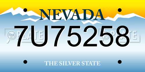 7U75258 Nevada License Plate