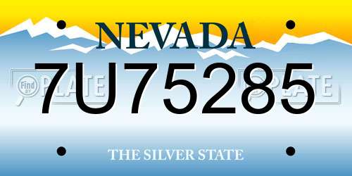 7U75285 Nevada License Plate