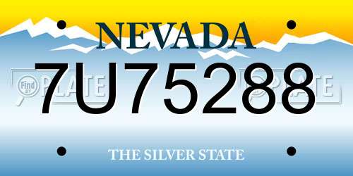 7U75288 Nevada License Plate