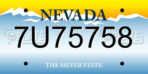 7U75758 Nevada License Plate