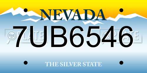 7UB6546 Nevada License Plate