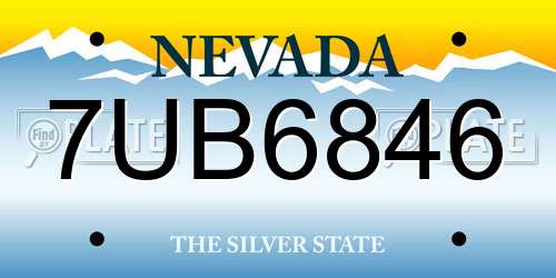 7UB6846 Nevada License Plate