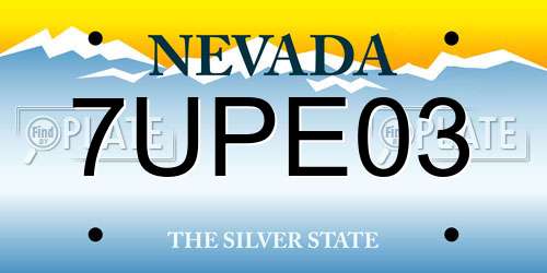 7UPE03 Nevada License Plate