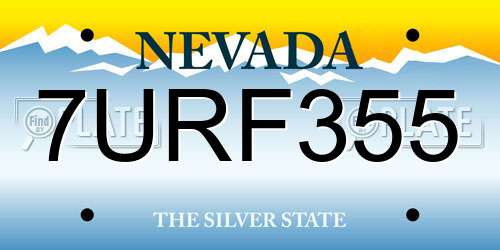 7URF355 Nevada License Plate