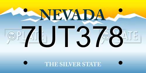 7UT378 Nevada License Plate