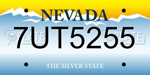 7UT5255 Nevada License Plate