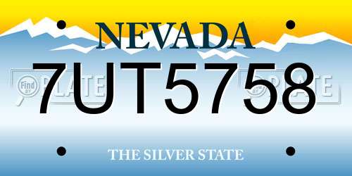 7UT5758 Nevada License Plate