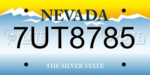 7UT8785 Nevada License Plate