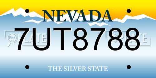 7UT8788 Nevada License Plate