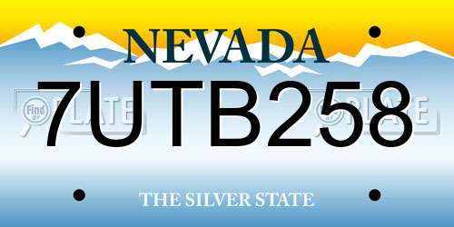 7UTB258 Nevada License Plate