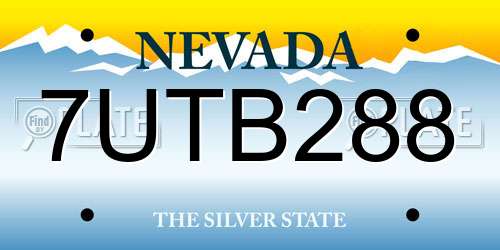7UTB288 Nevada License Plate