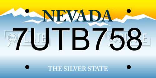 7UTB758 Nevada License Plate
