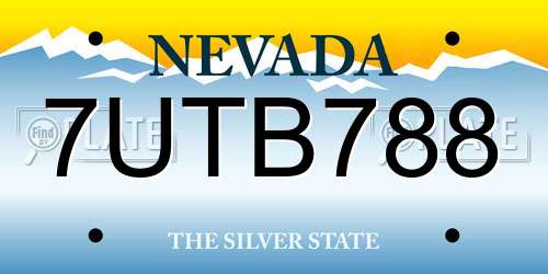 7UTB788 Nevada License Plate