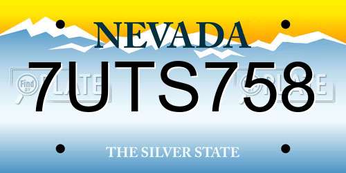 7UTS758 Nevada License Plate