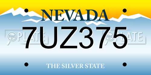 7UZ375 Nevada License Plate