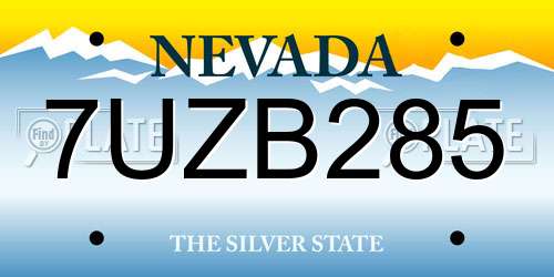 7UZB285 Nevada License Plate