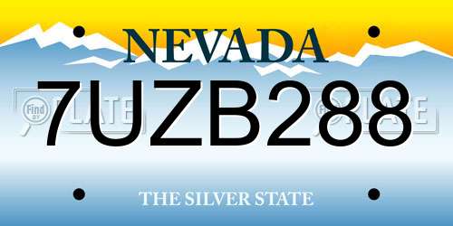 7UZB288 Nevada License Plate