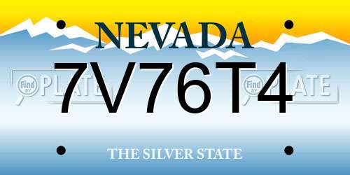 7V76T4 Nevada License Plate