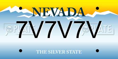 7V7V7V Nevada License Plate